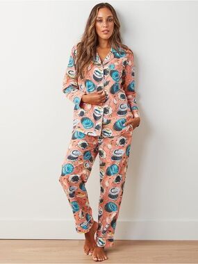 Printfresh Long PJ Set in Champagne & Caviar size Small